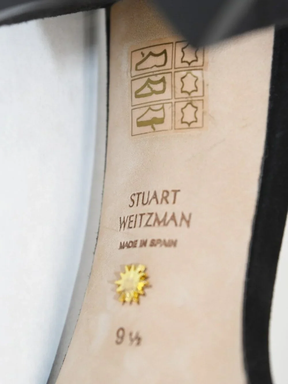 $490 Stuart Weitzman Nudistcurve 75 Block Heel Sandal BLACK SUEDE 9.5 US (TF16)